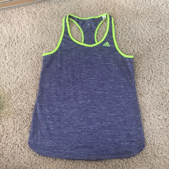 Adidas Climate Racerback Tank purple with neon trim size Small - Picture 2 of 5